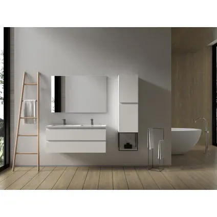 AquaVive - Praxis Eigen Merk Aquazuro Wastafelonderkast Napoli 120cm - Hoogglans Wit - Met 2 Lades