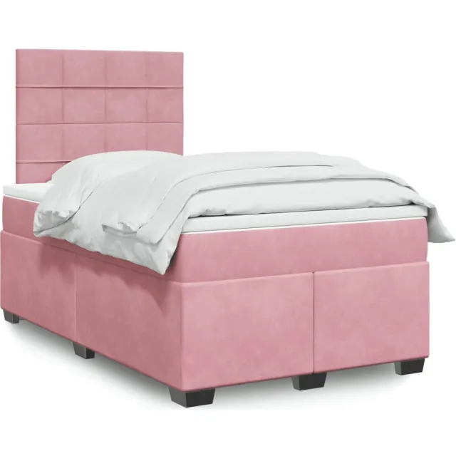vidaXL Boxspring met matras fluweel roze 120x200 cm