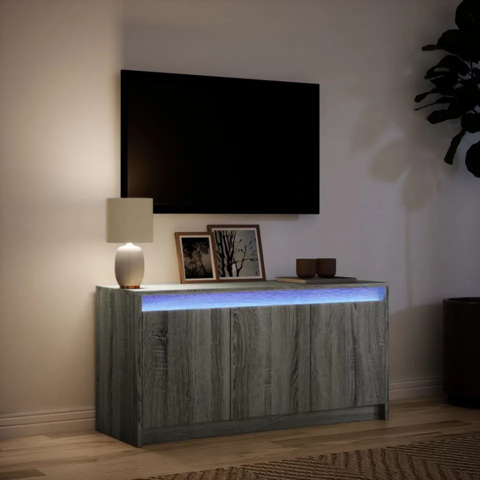 vidaXL Tv-meubel met LED 100x34x50 cm bewerkt hout grijs sonoma eiken, foto 4