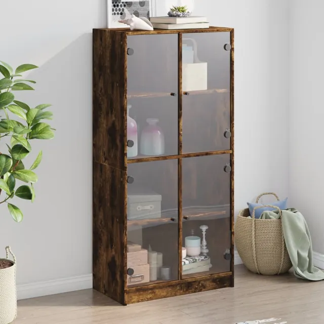 vidaXL Hoge kast met deuren 68x37x142 cm bewerkt hout gerookt eiken, foto 2