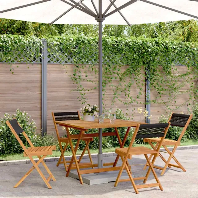 vidaXL 5-delige Tuinset polypropeen en massief hout zwart, foto 2