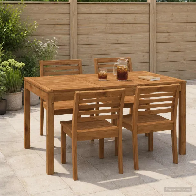 vidaXL Tuindiner tafel LAREN Naturel 141 x 80,5 x 75 cm Bruin