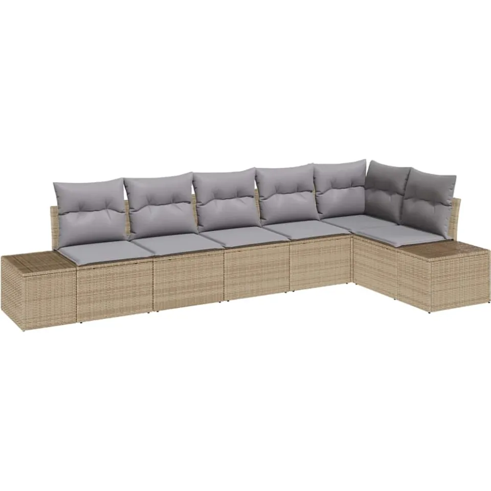 vidaXL Tuinbankenset 6 st Beige en Licht Grijs poly rattan