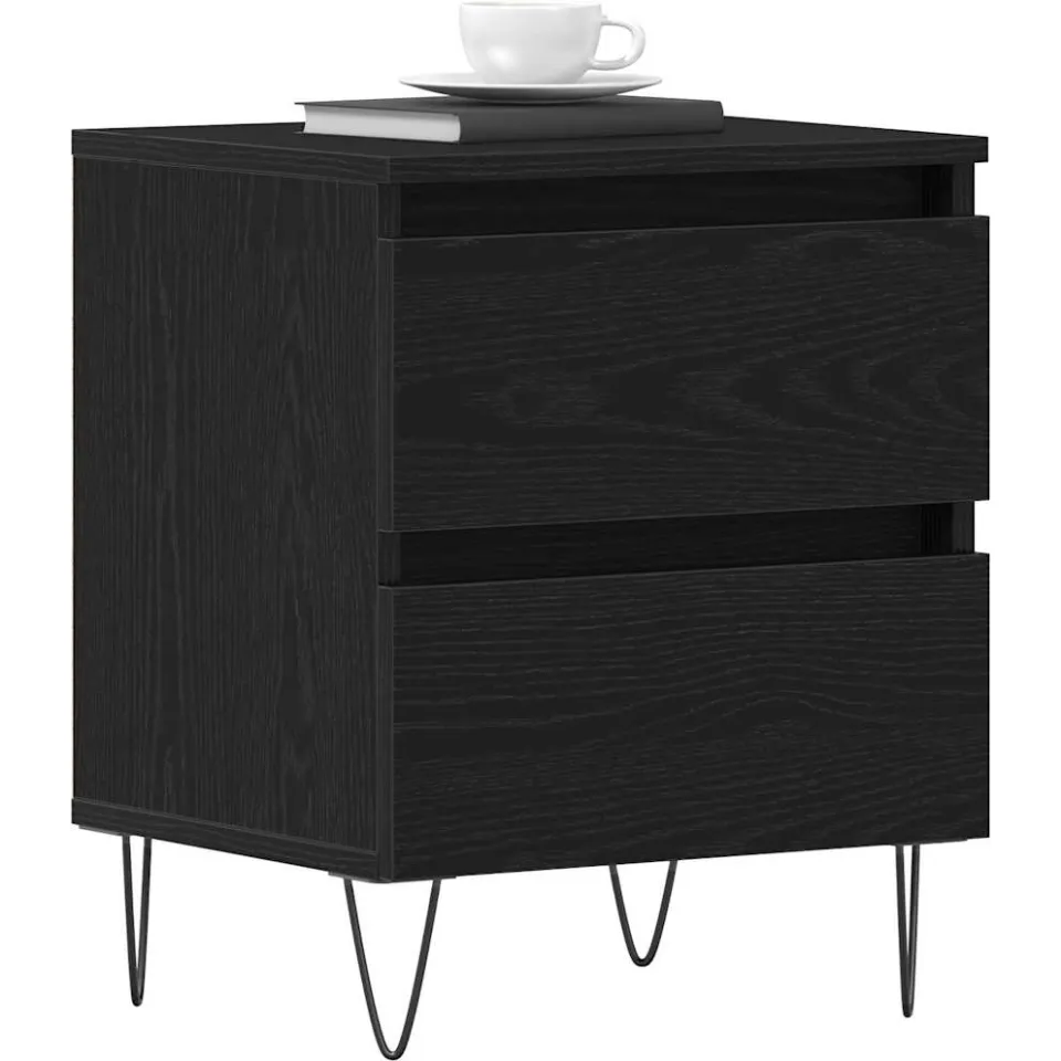 vidaXL Nachtkastje 2 st Zwart eiken 40 x 35 x 50 cm Bewerkt hout