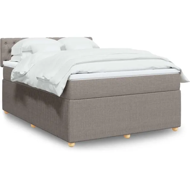 vidaXL Boxspring met matras stof taupe 140x200 cm