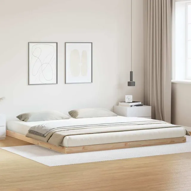 vidaXL Vloerbedframe Naturel 213,5 x 184 x 9 cm Massief grenenhout Beige