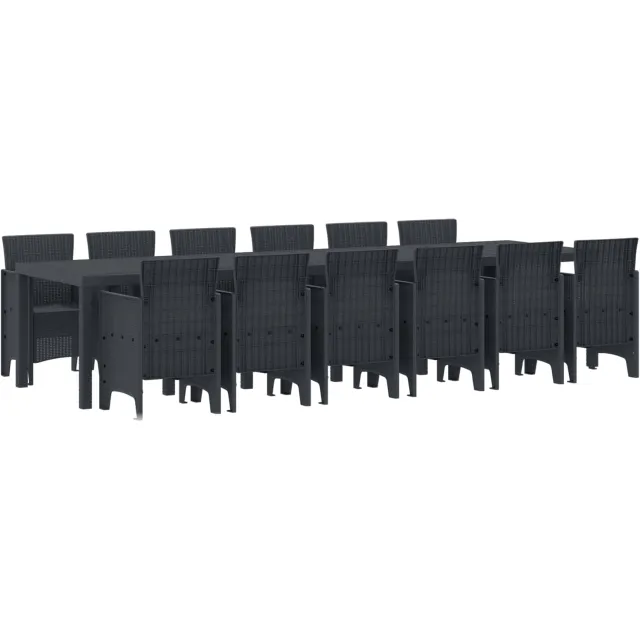 vidaXL Tuin Eetset 13 st Antraciet Polt riet Anthraciet