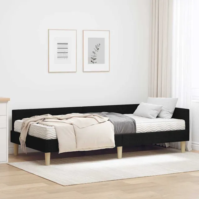 vidaXL Hoekbedframe met Matras 2 st Zwart 80 x 200 cm Stof
