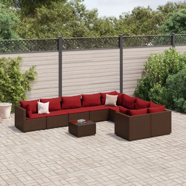 vidaXL 10-delige Loungeset met kussens poly rattan bruin, foto 2