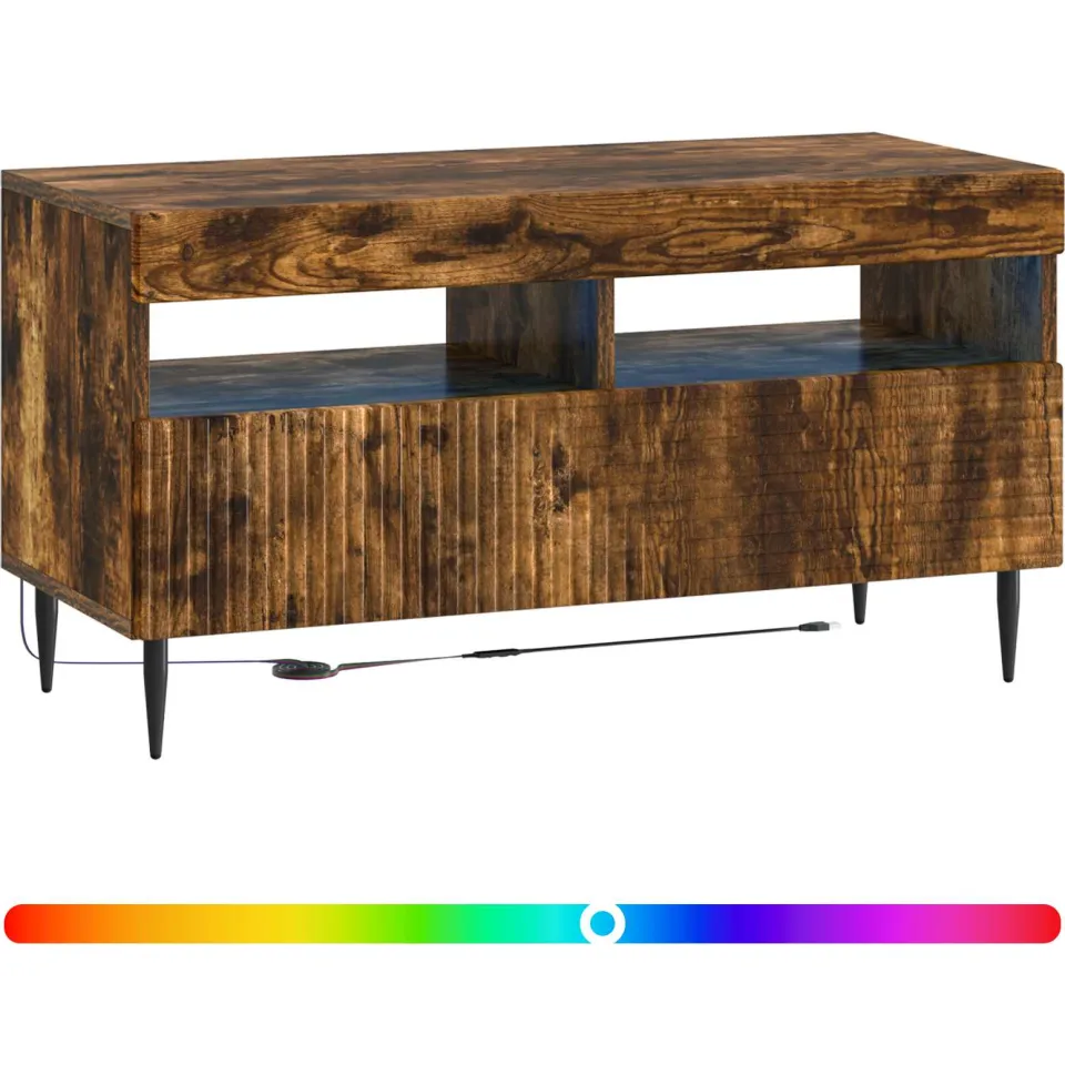 vidaXL LED tv-meubel HAARLEM 81 x 35 x 43 cm Gerookt eiken, foto 2
