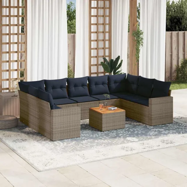 vidaXL Patio Sofa Set 10-zits Grey and Dark Grey, foto 2
