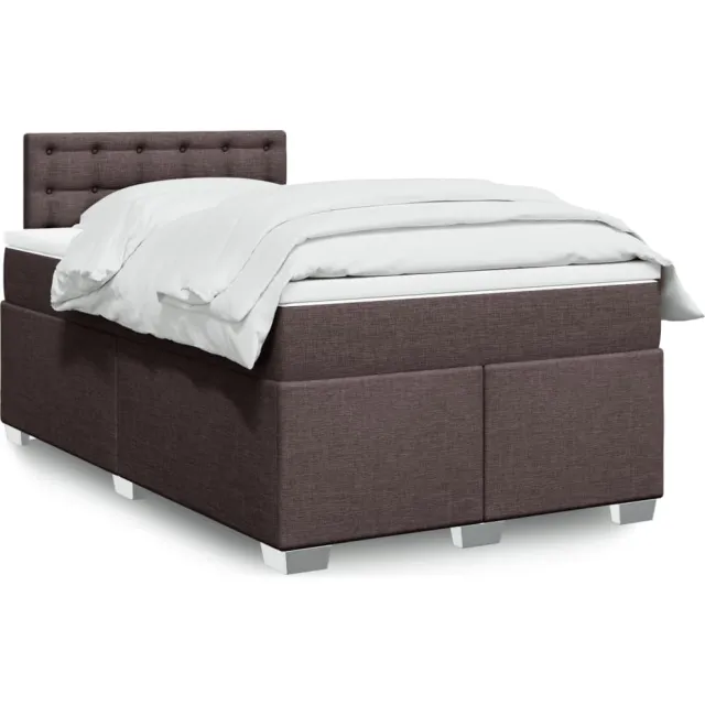 vidaXL Boxspring met matras stof donkerbruin 120x190 cm bruin
