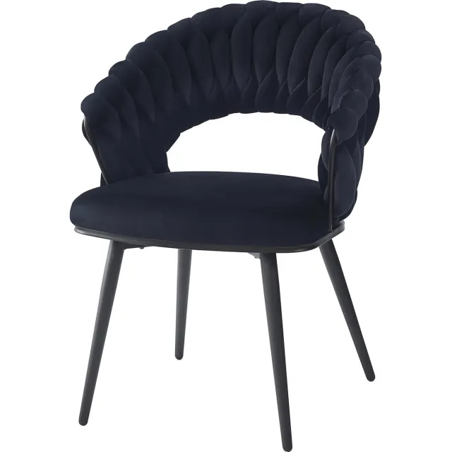 HTfurniture Belle stitching chair-Black color-with black legs