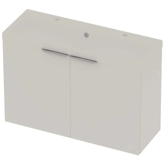 Basic-Line Pretty 36 Badmeubelset Polystone 2 Kraangaten 100x36x70 cm Mat White Mat Wit