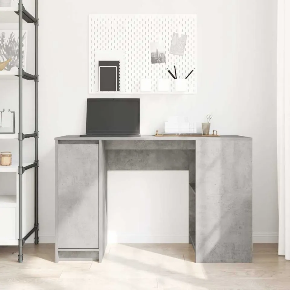 vidaXL Bureau 120x42x76 cm spaanplaat betongrijs grijs, foto 2