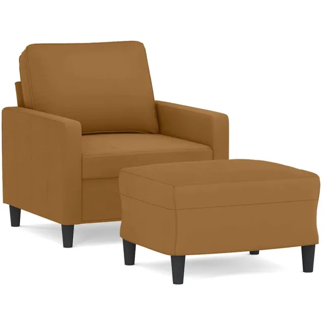 vidaXL Fauteuil - met - voetenbank - 60 - cm - fluweel - bruin