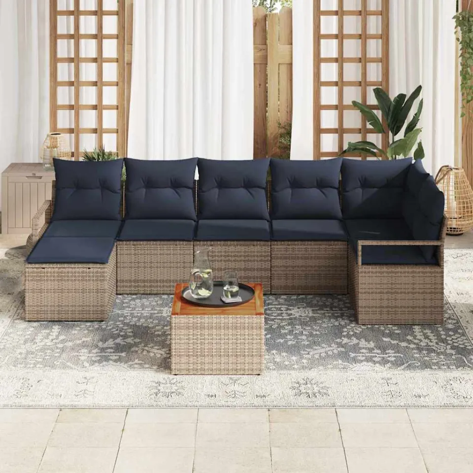 vidaXL Tuinbankenset 9 st Grijs poly rattan, foto 3