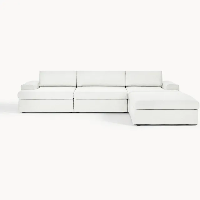 Westwing Collection Modulaire bank Russell (4-zits) met poef (links/rechts) Wit
