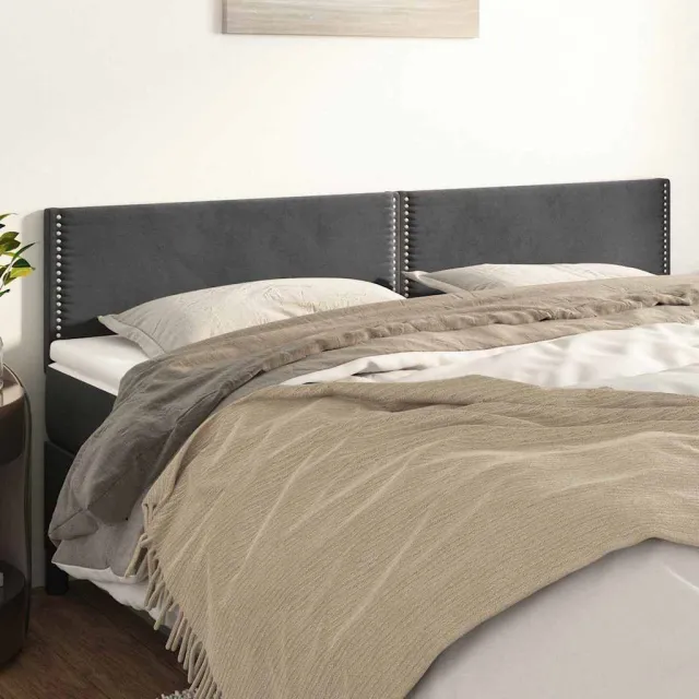 vidaXL Hoofdborden 180x5x78/88 cm fluweel donkergrijs
