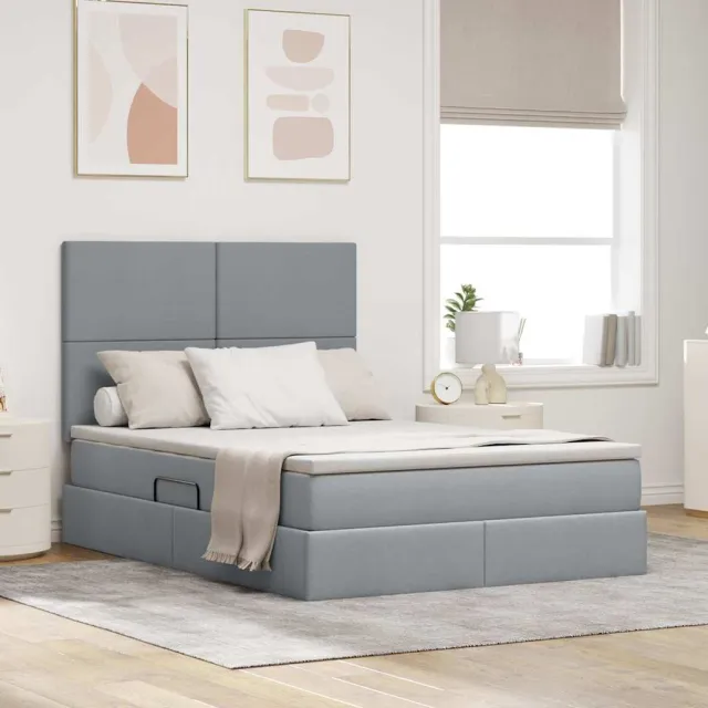 vidaXL Opslag bed met matras met opslag Lichtgrijs 140 x 190 cm Stof