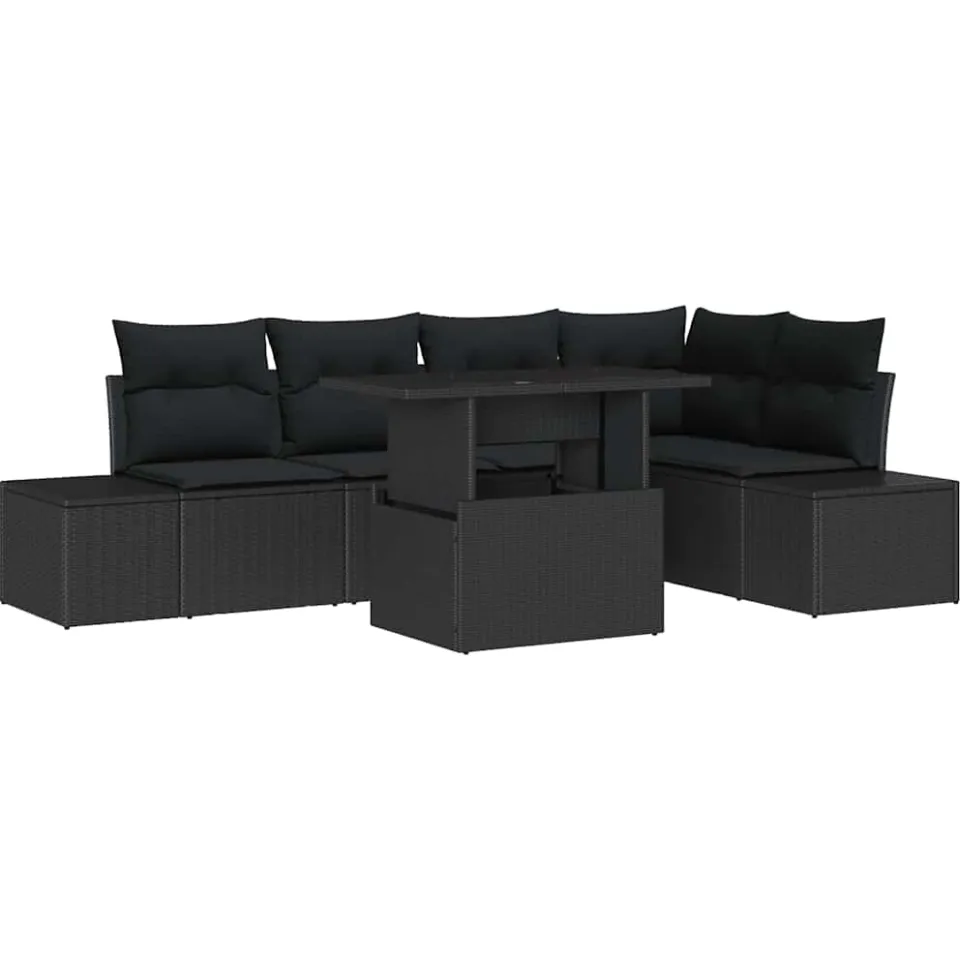 vidaXL Tuin Sofa Set 6 st Zwart poly rattan