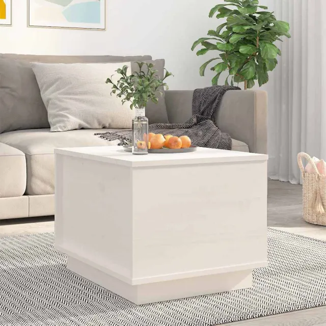 vidaXL Salontafel 40x50x35 cm massief grenenhout wit, foto 2