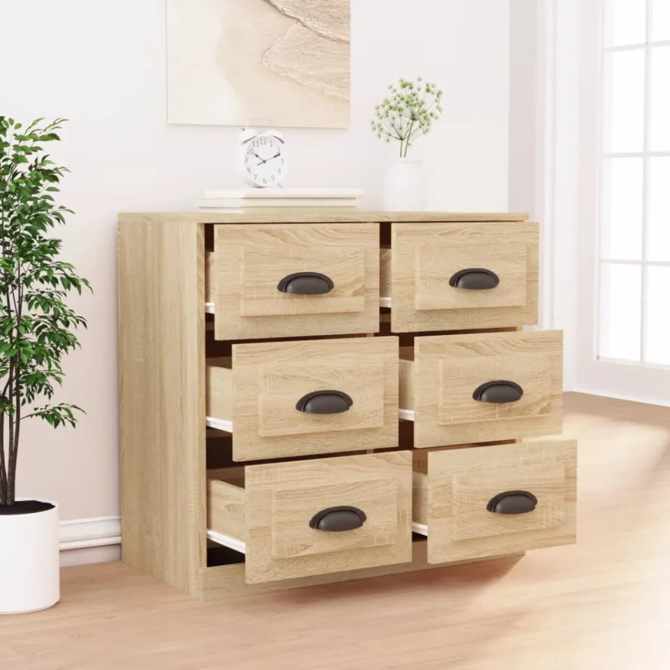 vidaXL Dressoir 70x35,5x67,5 cm bewerkt hout sonoma eikenkleurig, foto 3