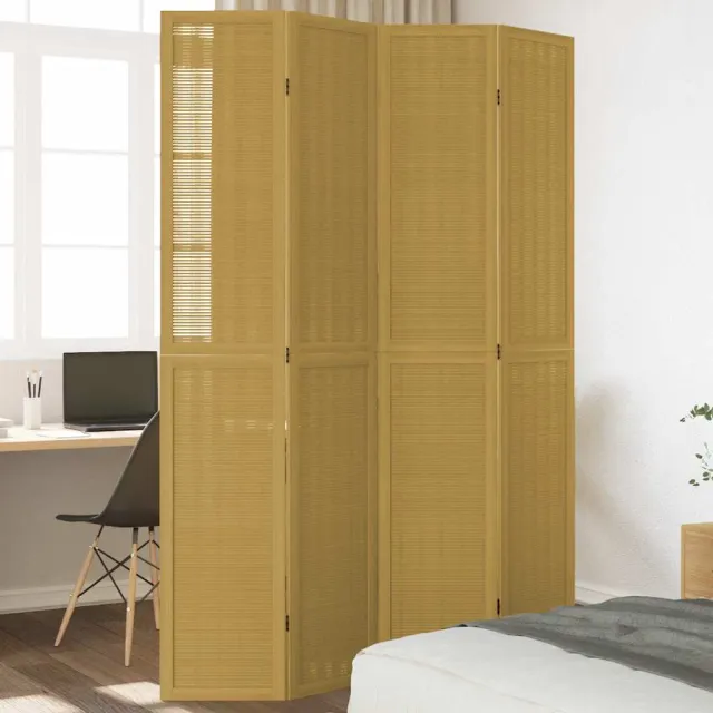 vidaXL Kamerscherm met 4 panelen massief paulowniahout bruin, foto 2