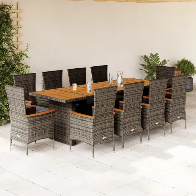 vidaXL 11-delige Tuinset met kussens poly rattan grijs, foto 2