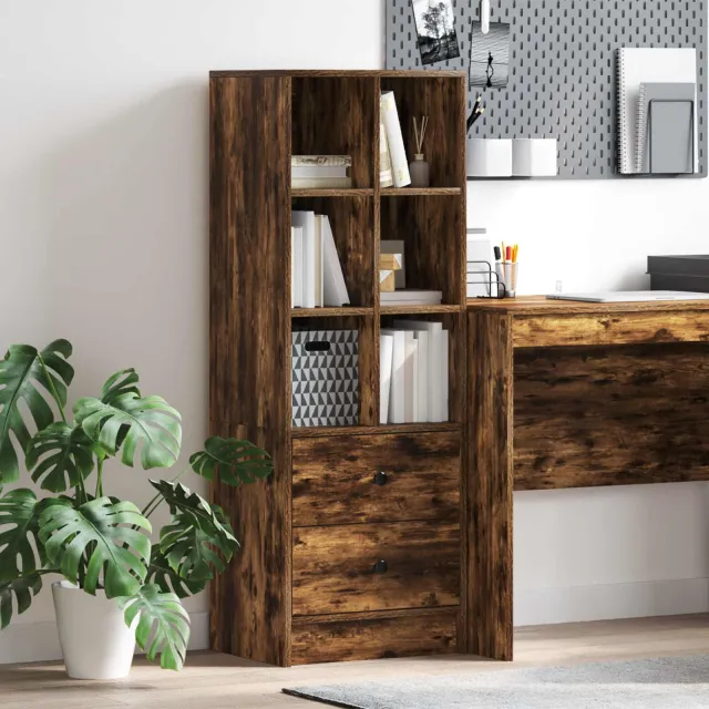 vidaXL Hoge kast met lade Gerookt eiken 45,5 x 34 x 127 cm, foto 2