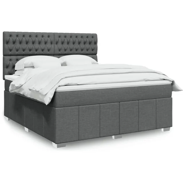 vidaXL Boxspring met matras stof donkergrijs 180x200 cm grijs
