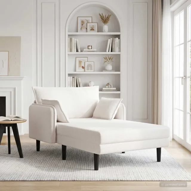 vidaXL Grote chaise longue Crèmekleurig Bouclé
