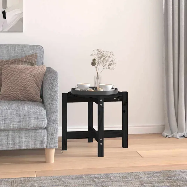 vidaXL Salontafel Ø 52,5x45 cm massief grenenhout zwart, foto 2