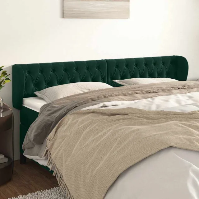vidaXL Hoofdbord met randen 183x23x78/88 cm fluweel donkergroen groen