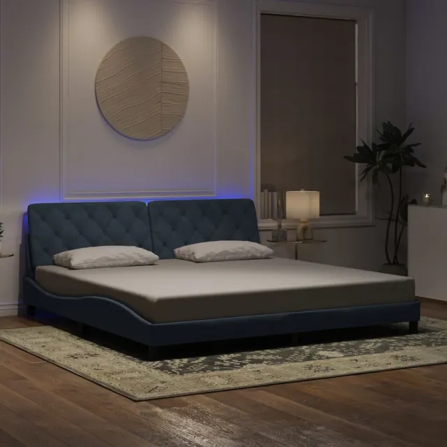 vidaXL Bedframe met LED zonder matras fluweel donkergrijs 200x200 cm