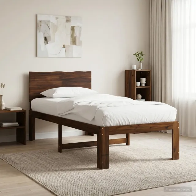vidaXL Eenpersoonsbed met hoofdbord ROSTOCK Donkerbruin 75 x 190 cm