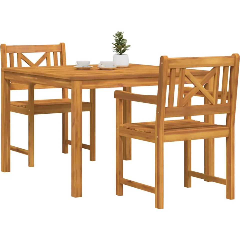 vidaXL Tuin eettafelset 3 st Bruin Massief acaciahout
