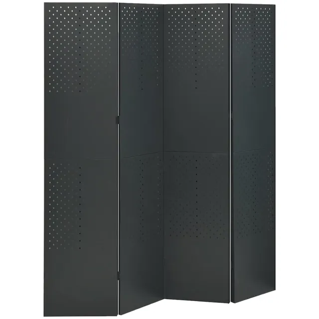 vidaXL Kamerscherm met 4 panelen 160x180 cm staal antracietkleurig Anthraciet