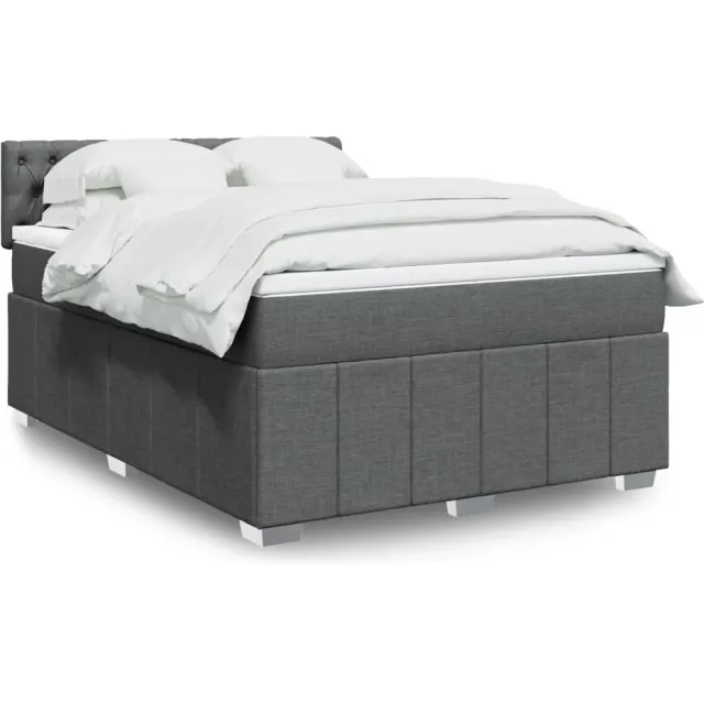 vidaXL Boxspring met matras stof donkergrijs 140x200 cm grijs