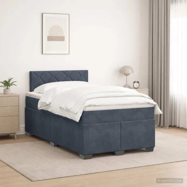 vidaXL Boxspring Bed met Matras en LED Donkergrijs 120 x 190 cm