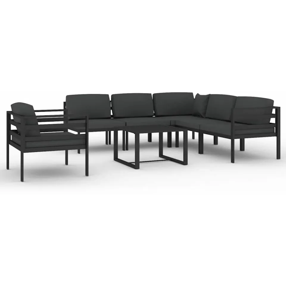 vidaXL 7-delige Loungeset met kussens aluminium antracietkleurig, foto 3