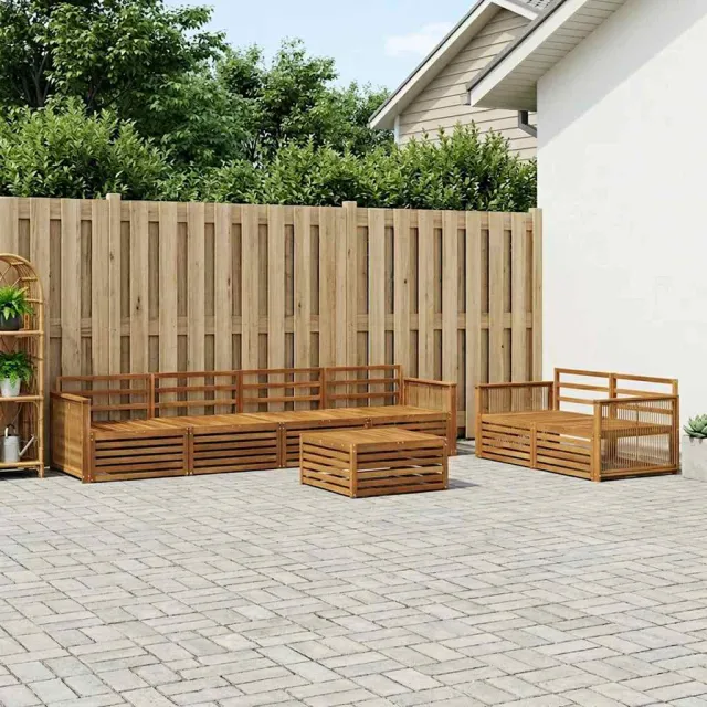 vidaXL Buiten bankenset 7 st 6-zits Naturel Massief Acaciahout