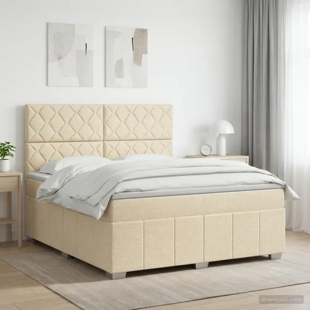 vidaXL Boxspringbed met matras Crèmekleurig 140 x 190 cm Stof