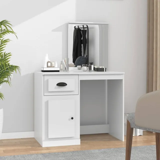 vidaXL Kaptafel met spiegel 90x50x132,5 cm bewerkt hout wit, foto 2