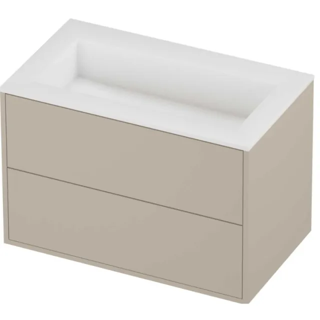 Proline Aristo Badmeubelset Polystone Elegant 2 Laden 80x46x54 cm Mat White Soft Linen Beige