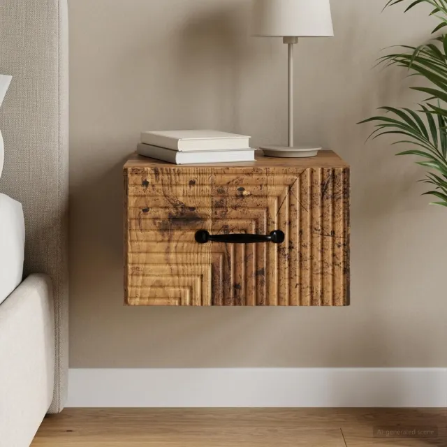 vidaXL Wandbeugel Bedkast Oud hout 34,5 x 33 x 20 cm Bewerkt hout bruin, foto 2