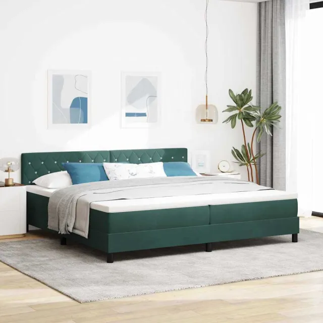 vidaXL Boxspringbed met matras Donkergroen 200 x 200 cm Fluweel