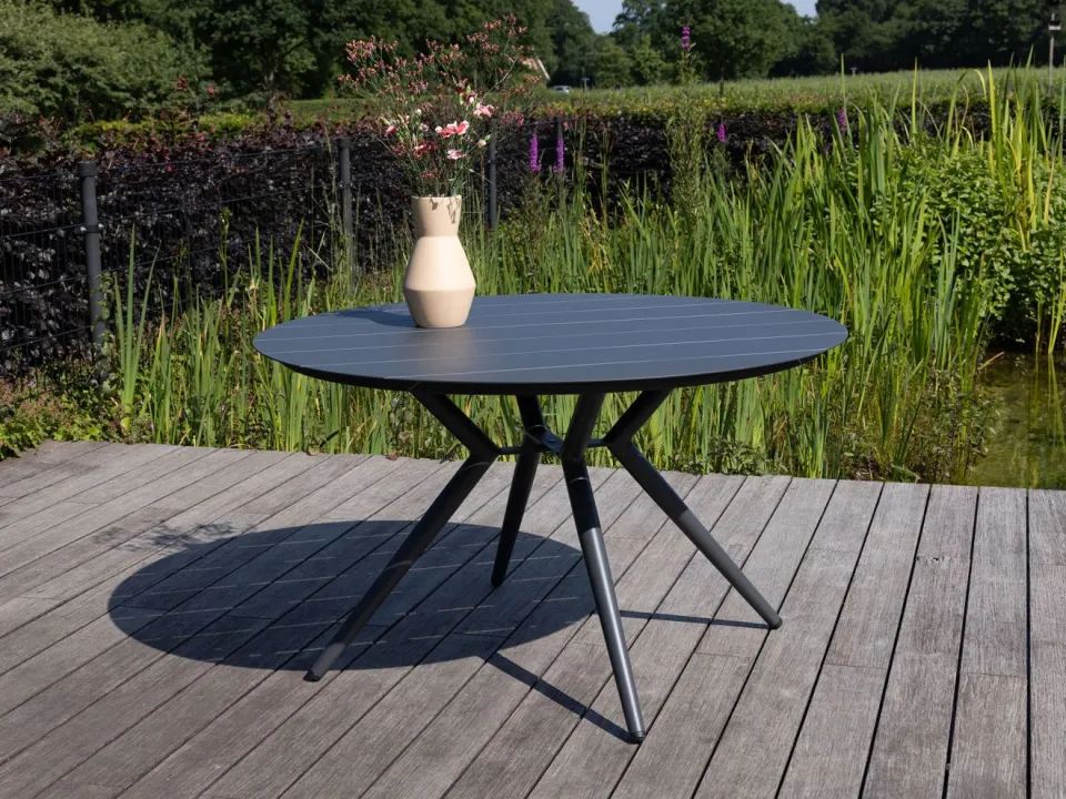 Manifesto Furniture Manifesto Novara/Sora ø 127cm dining tuinset 6-delig grijs, foto 5
