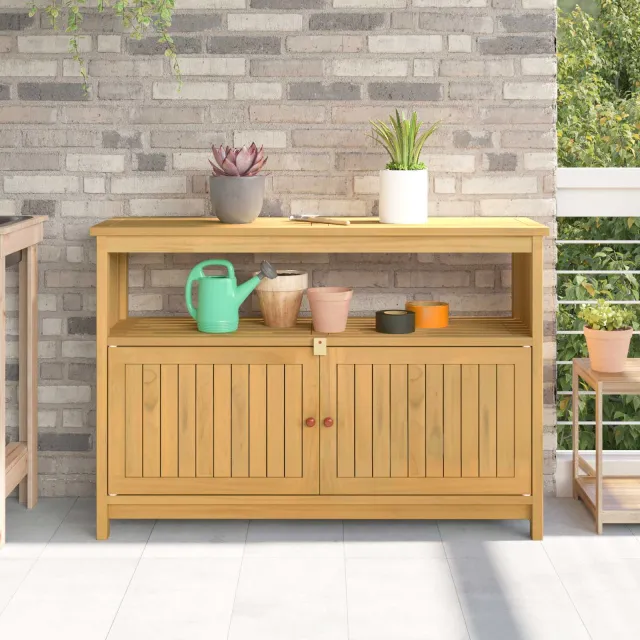 vidaXL Tuin Console Tafel met opslag Licht acacia 110 x 35 x 75 cm bruin, foto 2