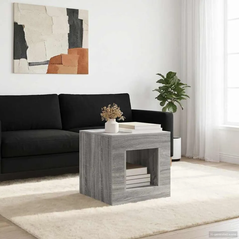 vidaXL Salontafel Grijze Sonoma 51.5 x 50 x 50 cm Bewerkt hout grijs, foto 4